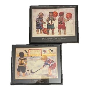 2 Framed Prints Kenneth Gatewood 8 x 10” “Slapshot" and "Board of Directors"